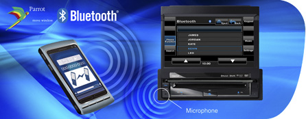 Parrot Bluetooth for hands-free communication, access to phonebook and audio streaming
